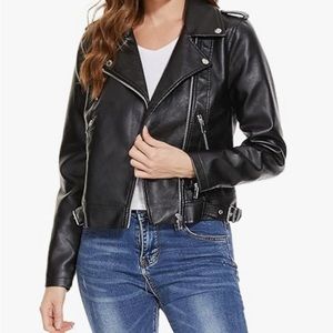Faux leather biker jacket